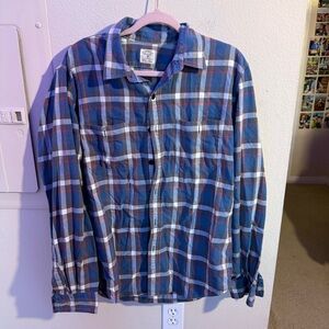 J.Crew Plaid Flannel Shirt Mens Large Blue Red Cotton Button Up Casual Classic